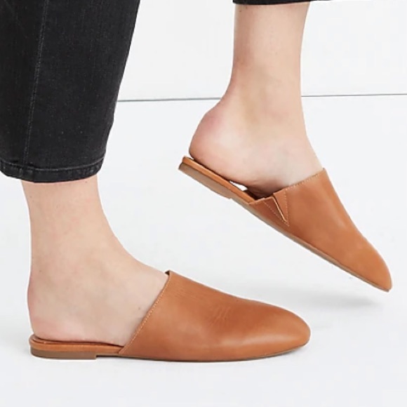 Madewell Cory leather flat mules English saddle tan size 8 - Picture 5 of 14